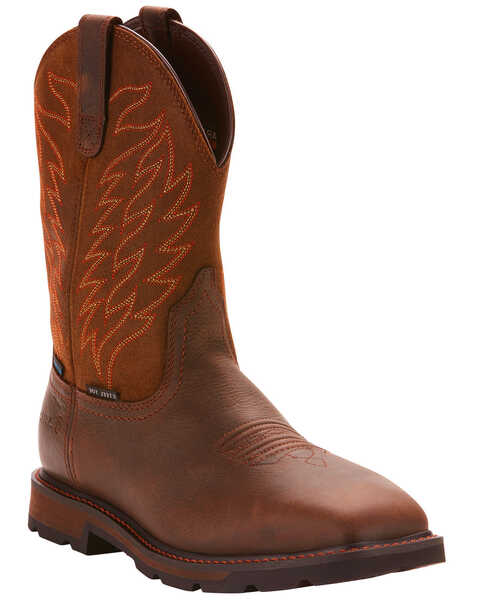 Ariat Men's Groundbreaker H20 Western Boots - Steel Toe , Dark Brown, hi-res