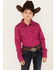 Image #1 - Shyanne Girls' Rhinestone Long Sleeve Western Button-Down Shirt, Fuscia, hi-res