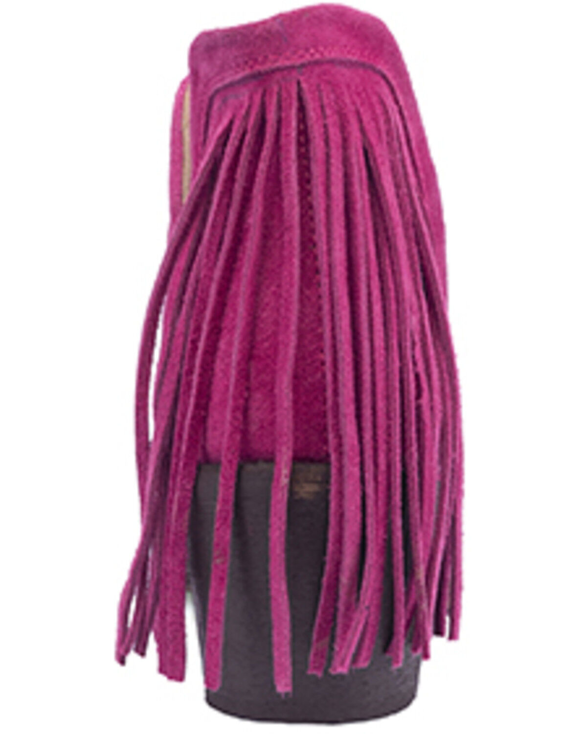Image #4 - Circle G Women's Fringe Studded Roughout Booties - Round Toe, Pink, hi-res