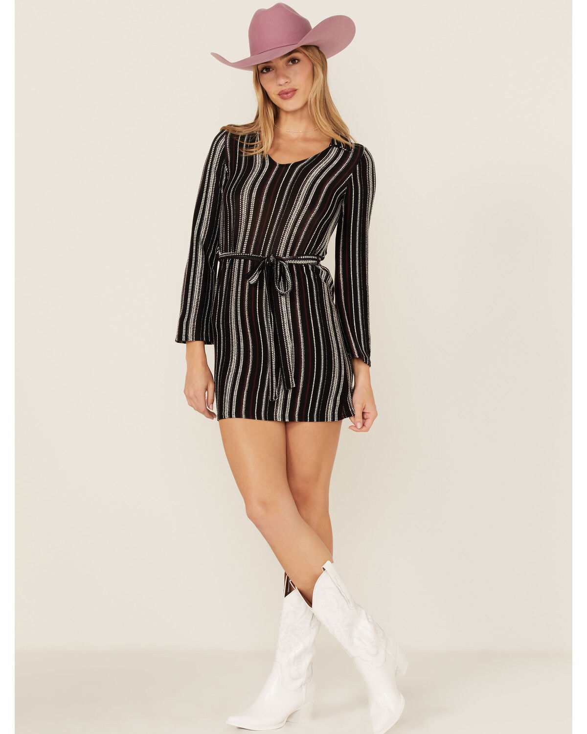 Image #2 - Sadie & Sage Women's Never Too Much Stripe Mini Dress, Black, hi-res