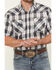 Image #3 - Ely Walker Men's Plaid Print Short Sleeve Snap Western Shirt - Tall, Navy, hi-res