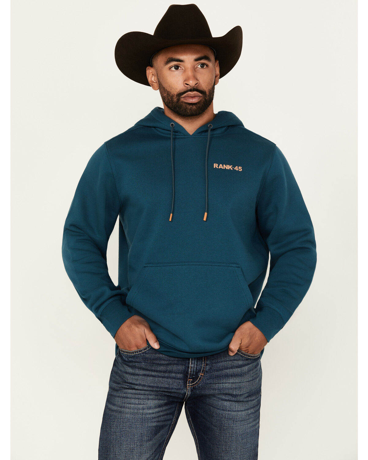 Image #2 - RANK 45® Men's Lasso Southwestern Print Graphic Hooded Sweatshirt, Dark Teal, hi-res