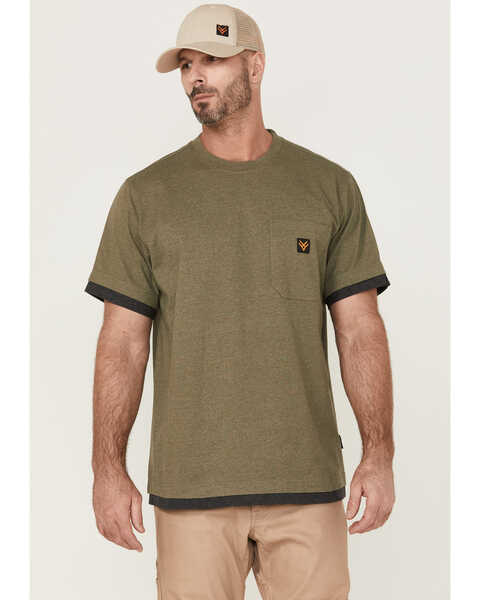 Hawx Men's Layered Olive Work Pocket T-Shirt , Olive, hi-res