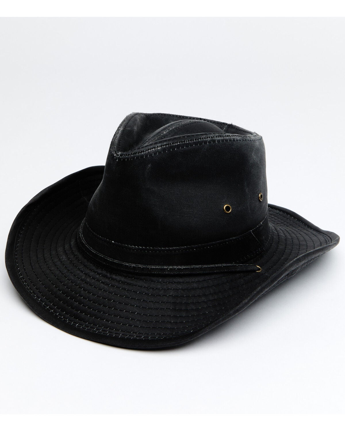 Hawx Men's Outback Weathered Cotton Sun Work Hat, Black, hi-res