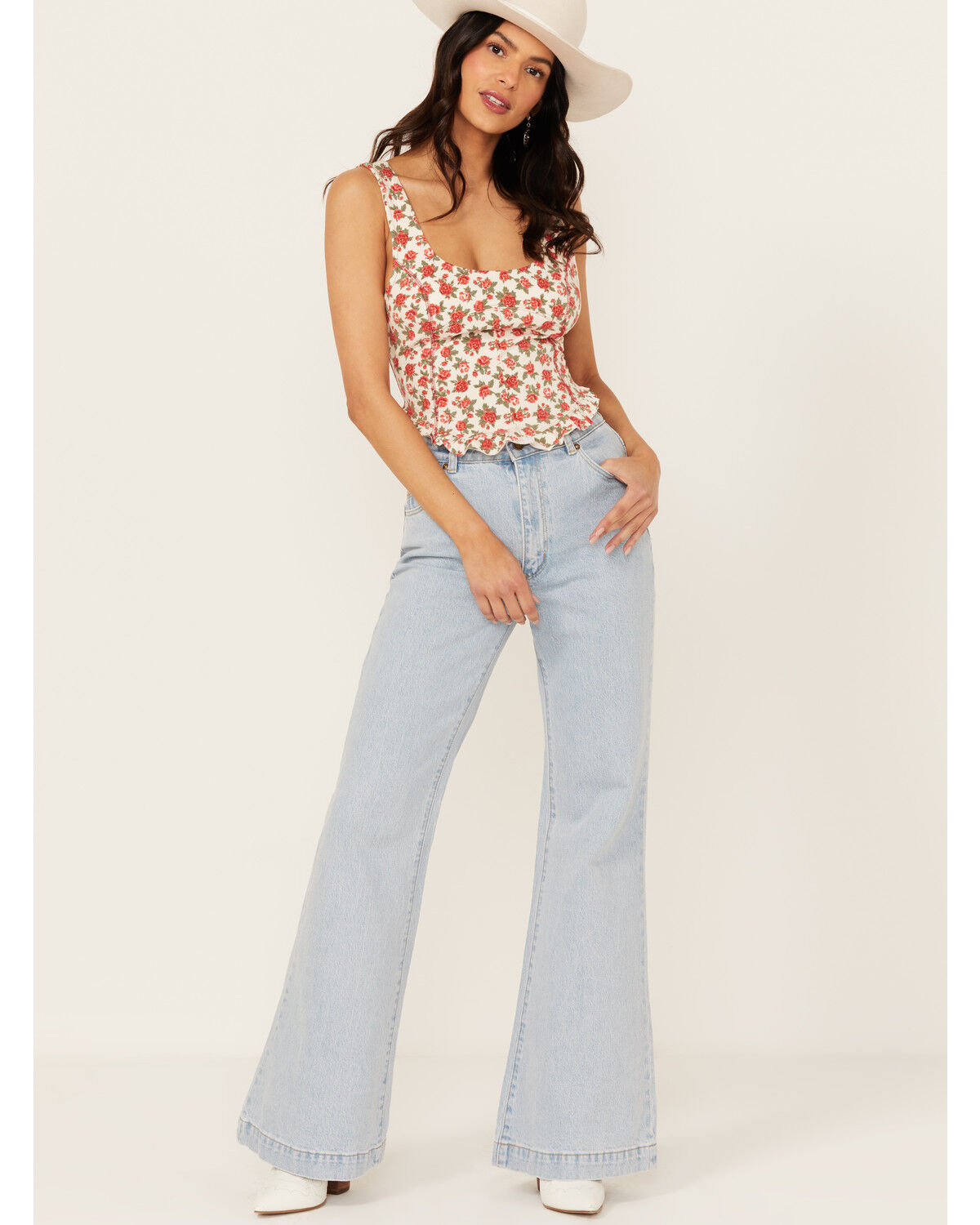 Image #1 - Rolla's Women's Boot Barn Exclusive Nina Light Wash High Rise Eastcoast Flare Stretch Denim Jeans, Light Wash, hi-res