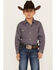 Image #1 - Roper Boys' Amarillo Geo Print Long Sleeve Western Pearl Snap Shirt, Grey, hi-res
