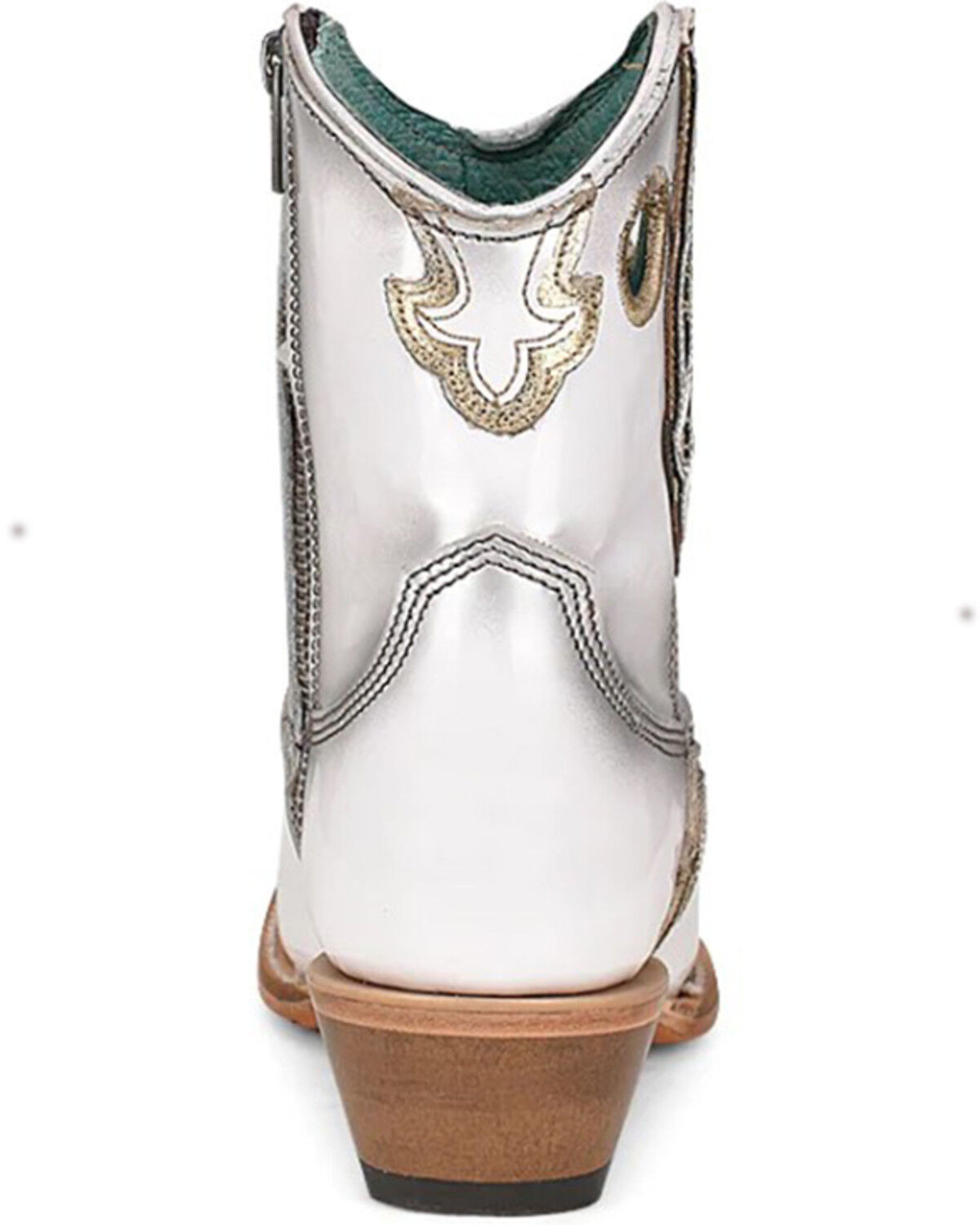 Image #4 - Corral Women's Patent Leather Inlay & Embroidery Western Booties - Snip Toe, White, hi-res