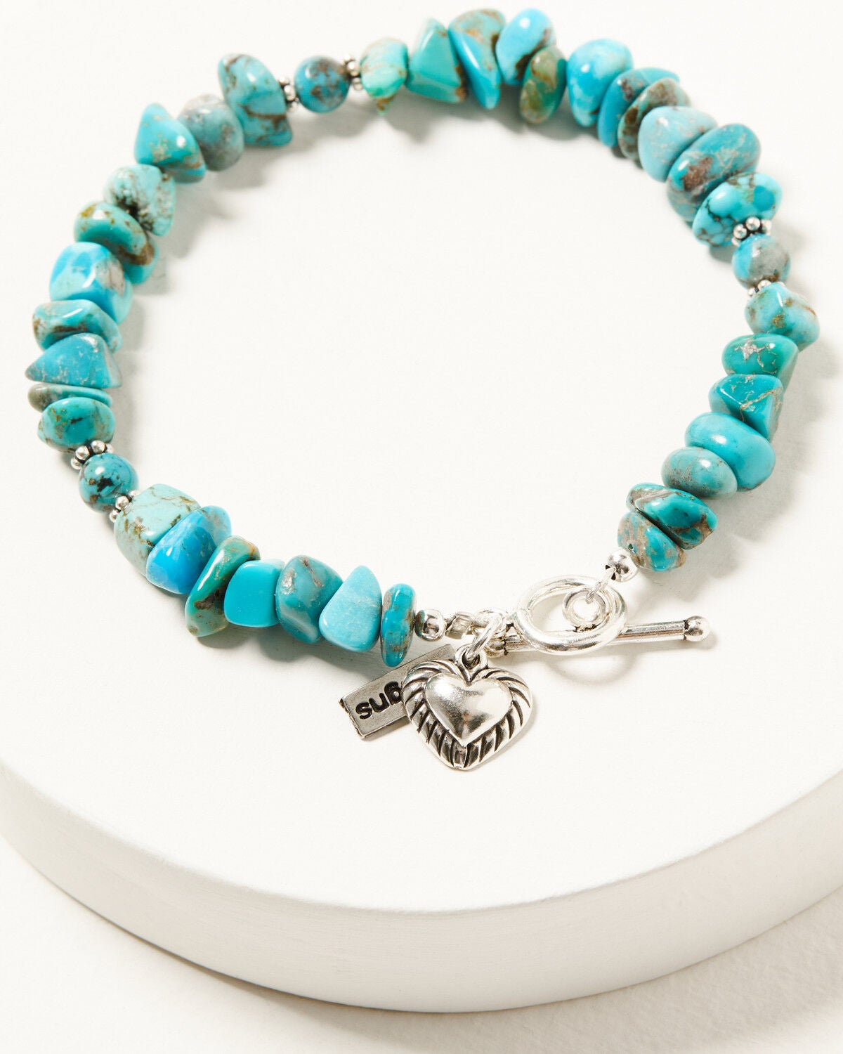 Paige Wallace Women's Heart Charm Mixed Turquoise Chip Bracelet, Turquoise, hi-res