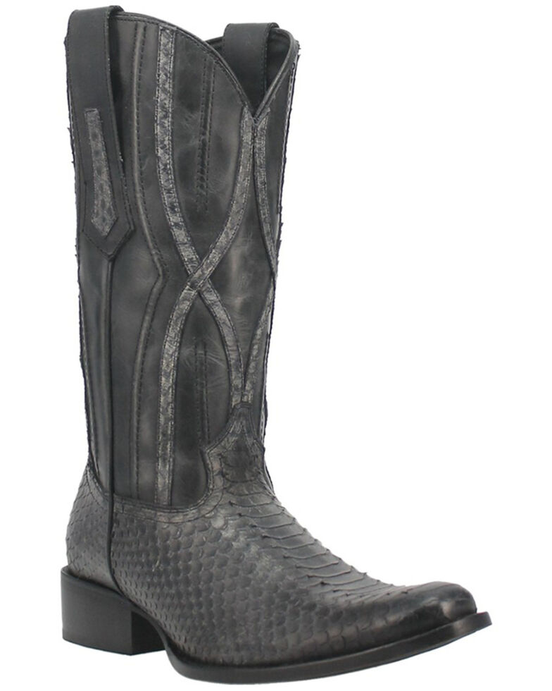 Dingo Men's Ace High Snake Print Western Boots - Round Toe, Black, hi-res