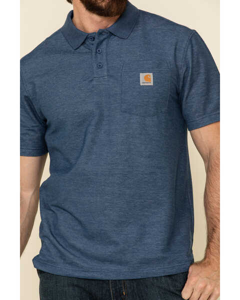 Image #3 - Carhartt Men's Contractors Pocket Short Sleeve Work Polo Shirt, Dark Blue, hi-res