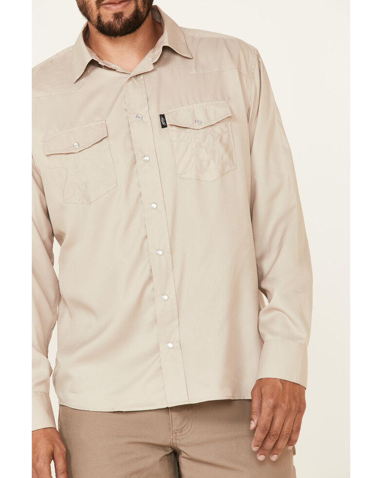 HOOey Men's Solid Tan Habitat Sol Long Sleeve Snap Western Shirt , Tan, hi-res
