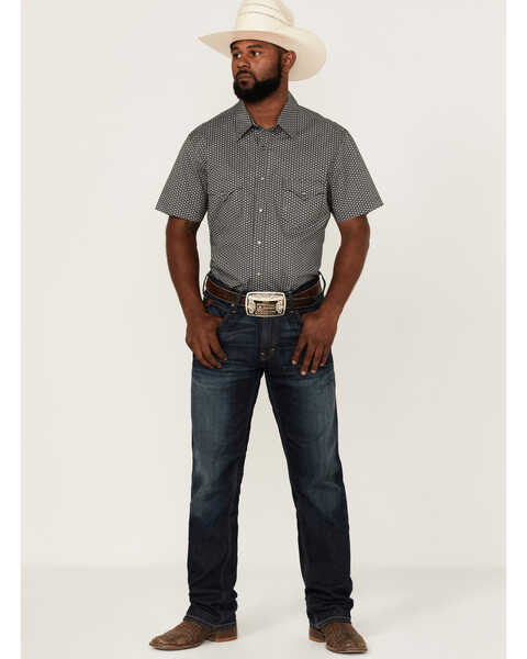 Image #2 - Rock & Roll Denim Men's Geo Print Short Sleeve Snap Western Shirt , Black, hi-res