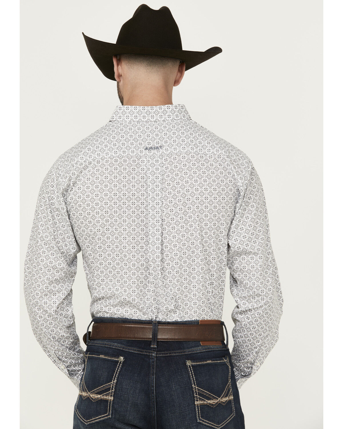 Image #4 - Ariat Men's Jimmy Mini Medallion Geo Print Long Sleeve Button-Down Western Shirt, Grey, hi-res