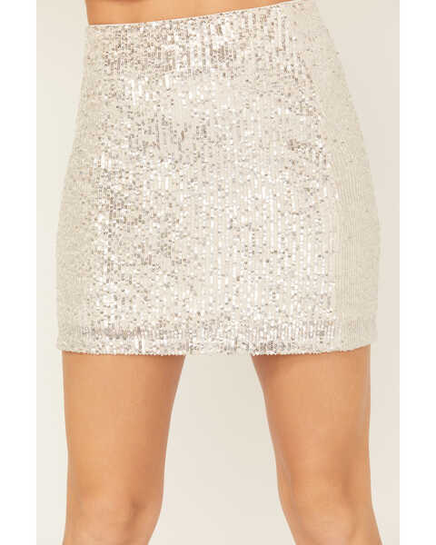 Image #3 - Idyllwind Women's Austin Sequin Mini Skirt, Silver, hi-res