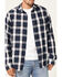 Image #3 - Brothers and Sons Men's Large Plaid Print Long Sleeve Button Down Western Shirt, Navy, hi-res