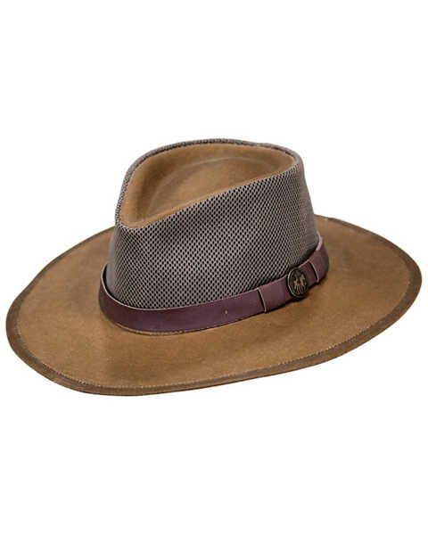 Outback Trading Co. Men's Oilskin Kodiak with Mesh Hat, Tan, hi-res
