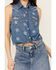 Image #3 - Wrangler Women's Americana Front Tie Sleeveless Snap Western Shirt, Blue, hi-res