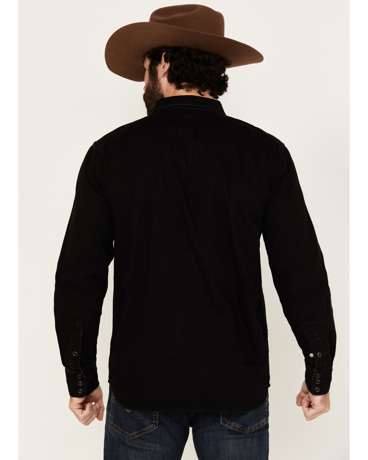 Image #4 - Cody James Men's Solid Long Sleeve Snap Denim Western Shirt - Tall, Black, hi-res