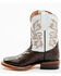 Image #3 - Tanner Mark Boys' Ostrich Print Western Boots - Broad Square Toe, Brown, hi-res