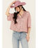 Image #1 - POL Women's Sequin Button Up Top, Pink, hi-res
