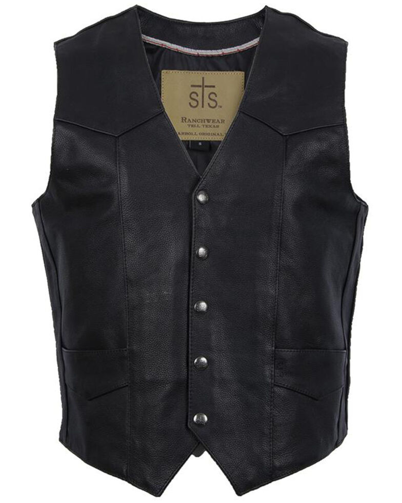 STS Ranchwear Men's Black Chisum Vest - Big , Black, hi-res
