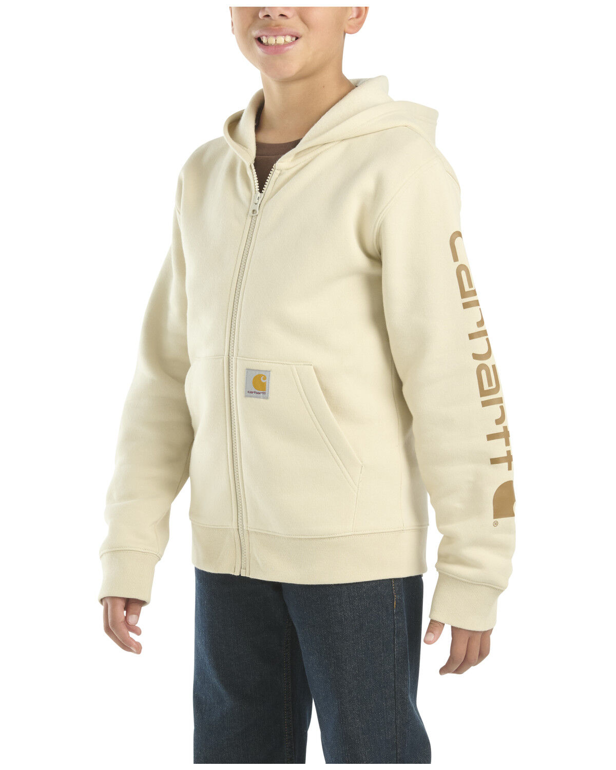 Image #2 - Carhartt Little Boys' Full Zip Hooded Jacket, Cream, hi-res