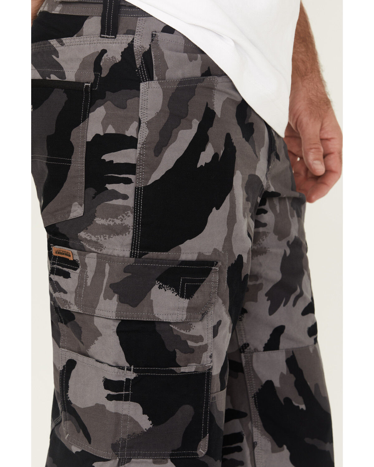 Image #2 - Lucky Brand Workwear Men's Camo Print Broken Canvas Cargo Work Pants, Black, hi-res