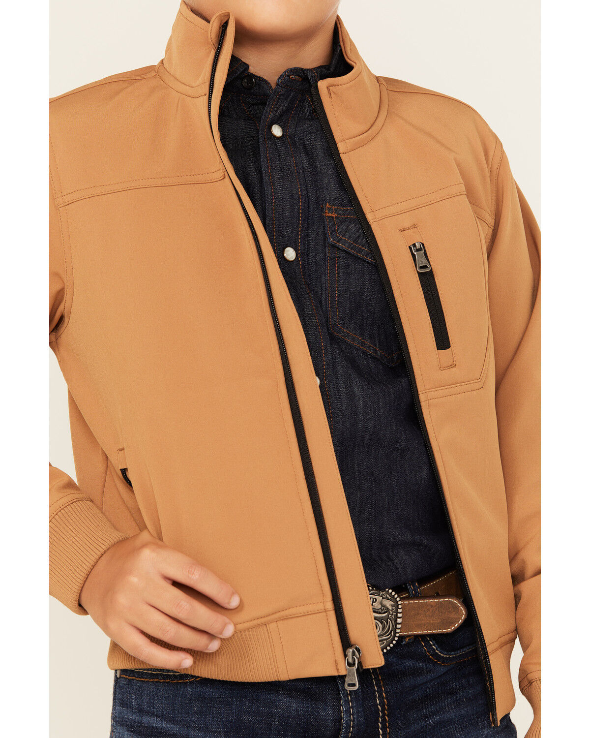 Image #3 - Cody James Boys' Coolville Softshell Bomber Jacket, Lt Brown, hi-res
