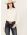 Image #1 - RANK 45® Women's Textured Long Sleeve Pearl Snap Western Riding Shirt, White, hi-res