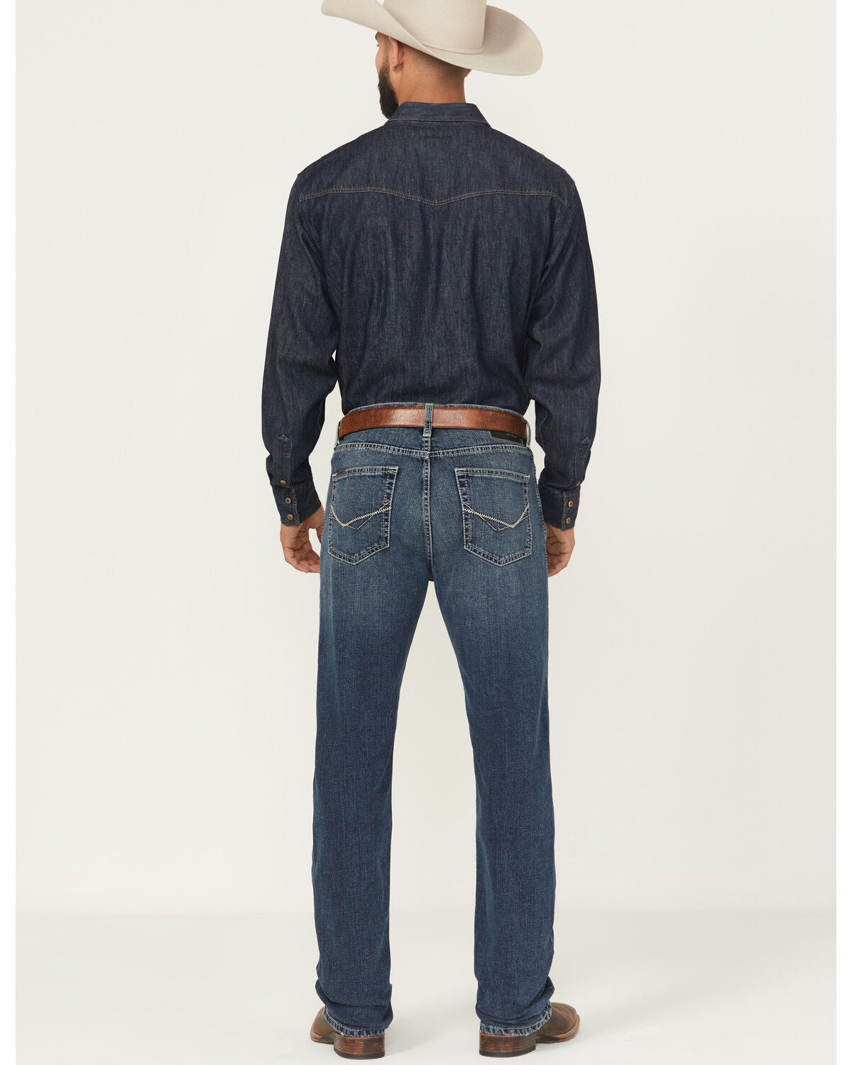 Image #3 - Ariat Men's M7 Dark Wash High Rise Slim Straight Stretch Denim Jeans, Dark Wash, hi-res