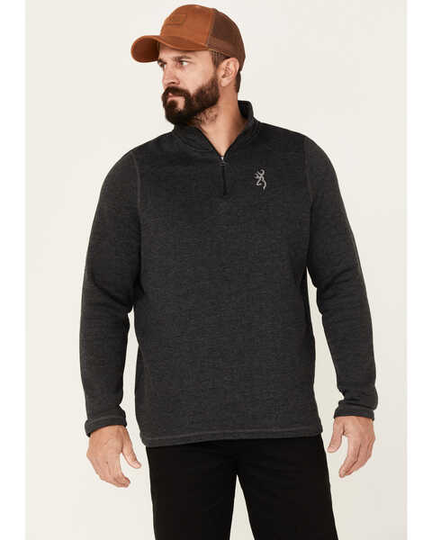 Browning Men's Heather Black Axel 1/4 Zip Stretch Pullover , Charcoal, hi-res