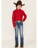 Image #2 - Shyanne Girls' Rhinestone Long Sleeve Western Button Down Shirt, Cherry, hi-res