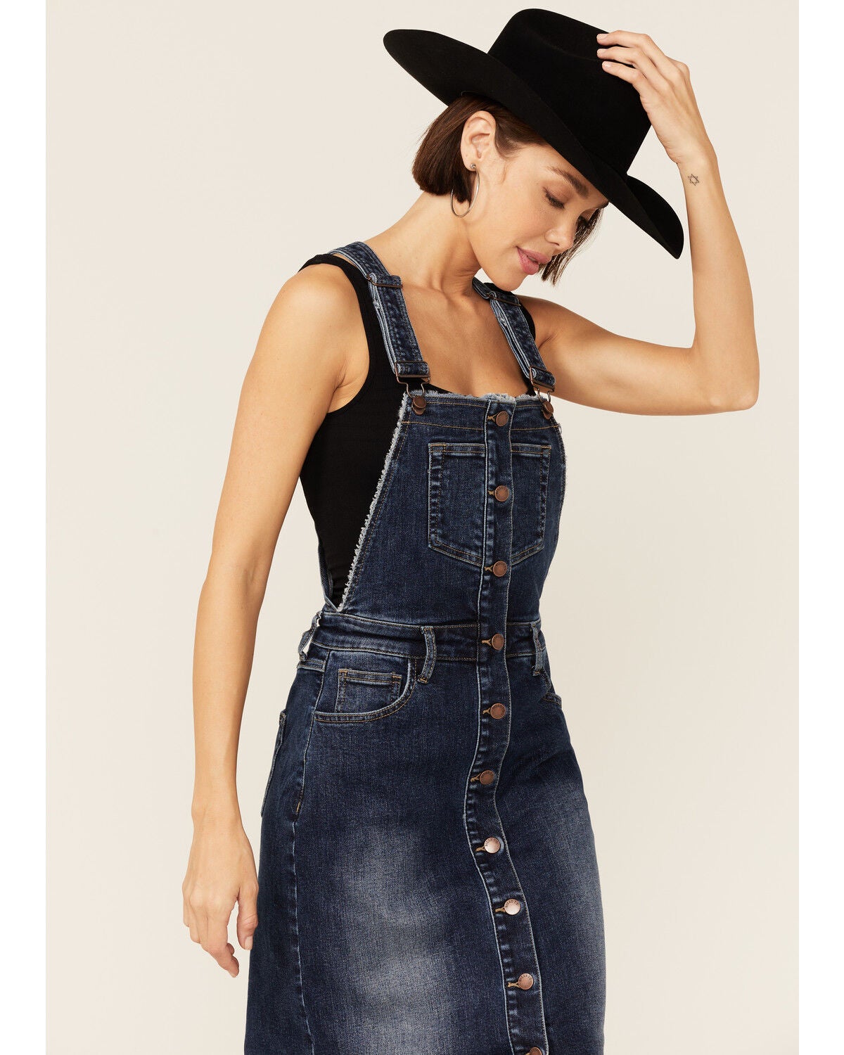 Billy T Women's Button Front Denim Midi Jumper Dress