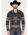 Image #1 - Rock & Roll Denim Men's Southwestern Print Stretch Long Sleeve Snap Western Shirt, Charcoal, hi-res