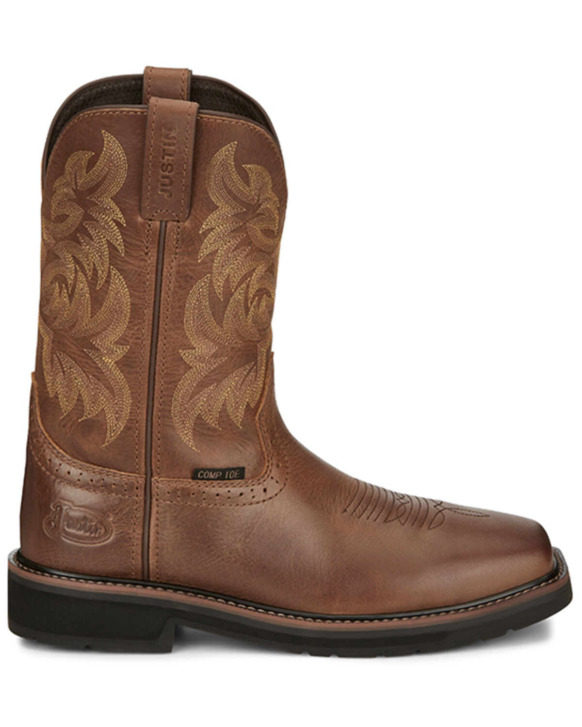 Image #2 - Justin Men's 11" Handler Pull-On Work Boots - Composite Toe, Tan, hi-res
