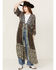Image #1 - Free People Women's Long Geo Print Kimono, Black, hi-res