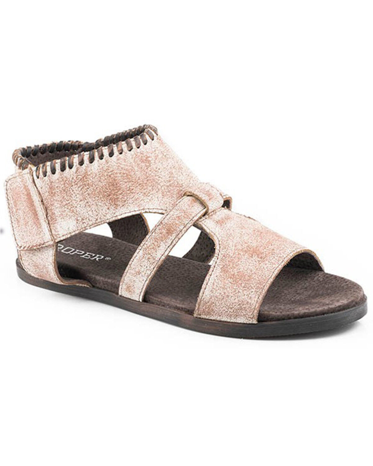 Image #1 - Roper Women's Free Spirit Hair-On Hide Leather Sandals, White, hi-res