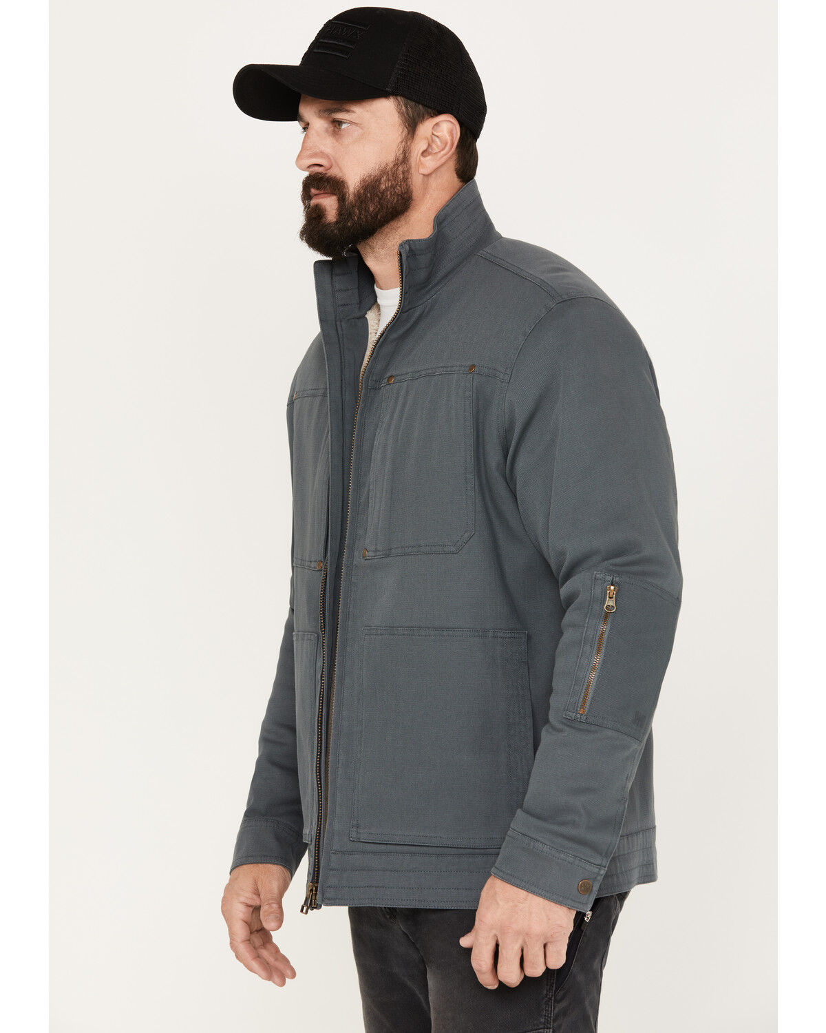 Image #2 - Dakota Grizzly Men's Dax Stretch Twill Sherpa Lined Jacket, Grey, hi-res