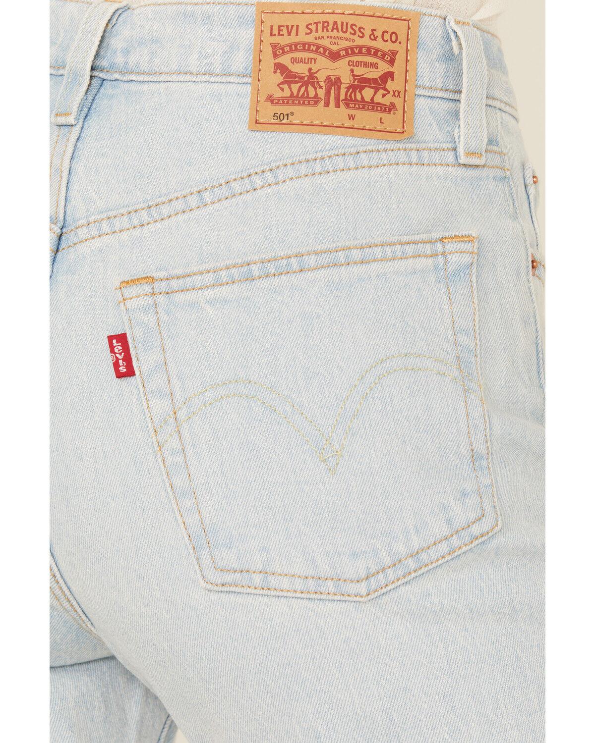 Image #4 - Levi's Women's Stepped Away Light Wash High Rise 501 Straight Stretch Denim Jeans, Light Wash, hi-res
