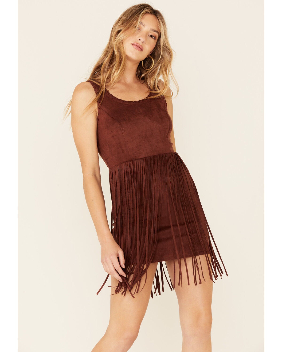 knee length dresses for ladies Lady Luck Midi Dress Paprika – One-Shoulder Tassel Dress main image 0