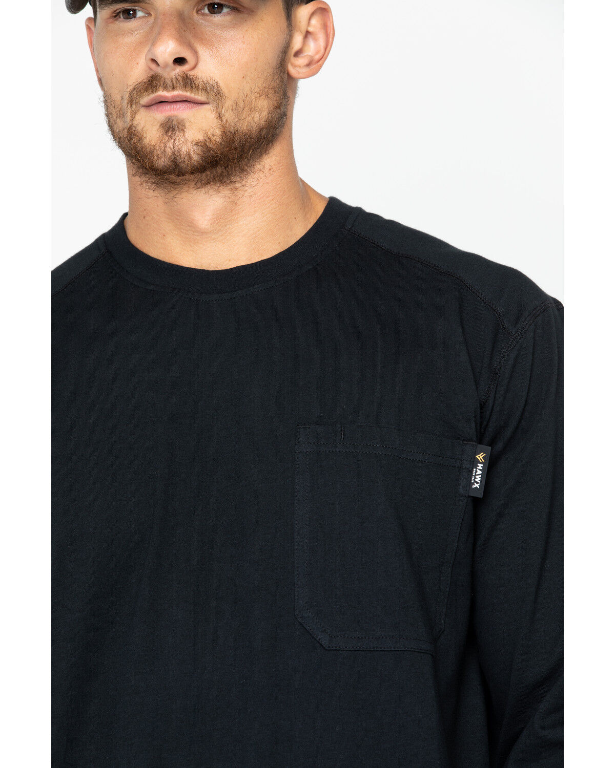 Image #4 - Hawx Men's Black Logo Crew Long Sleeve Work T-Shirt - Big, Black, hi-res