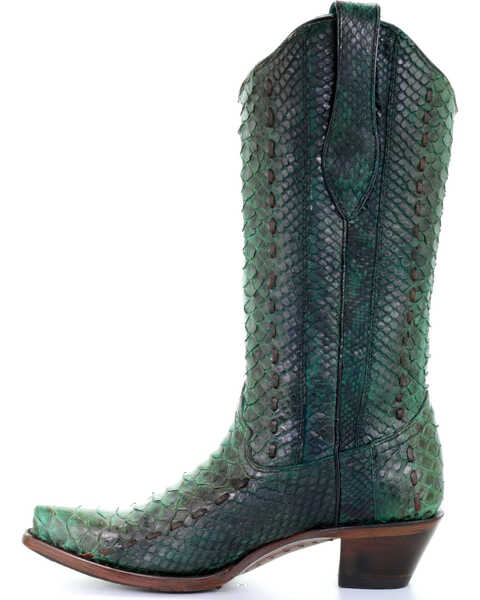 Image #4 - Corral Women's Full Python Woven Western Boots - Snip Toe, Turquoise, hi-res