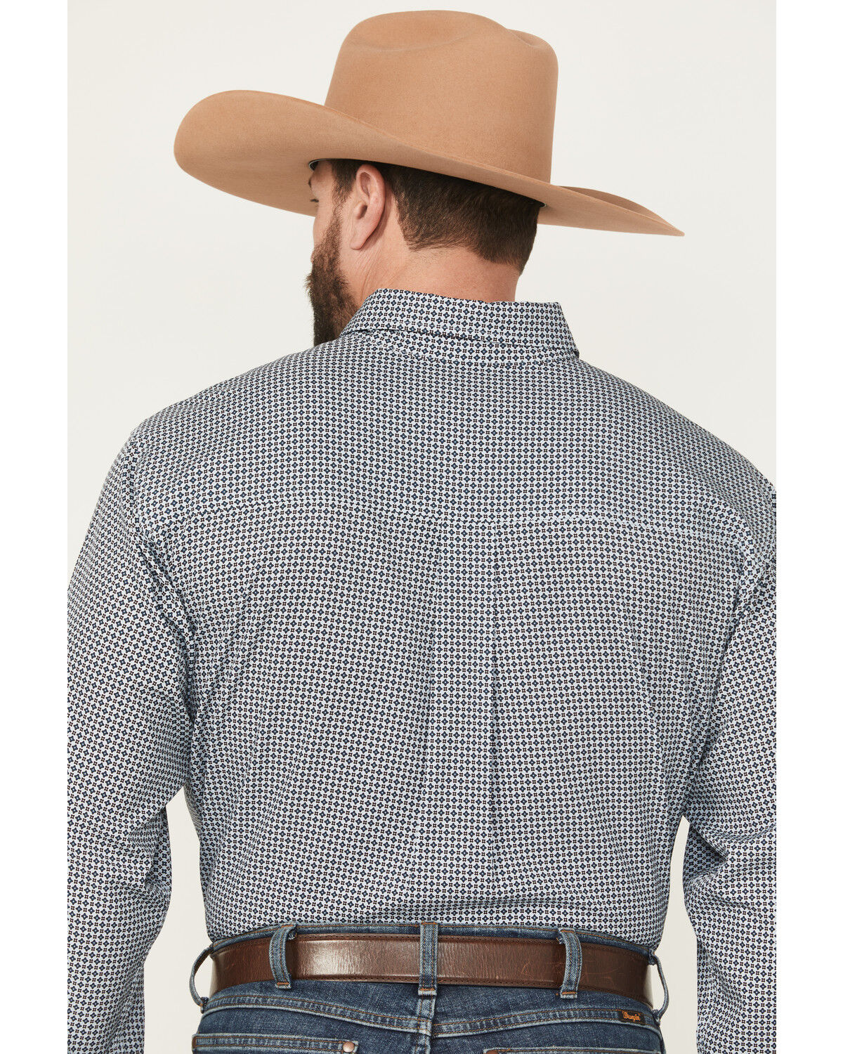 Image #4 - Cinch Men's Geo Print Long Sleeve Button-Down Performance Stretch Western Shirt, Light Blue, hi-res