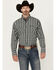 Image #1 - George Strait By Wrangler Men's Plaid Print Long Sleeve Button-Down Stretch Western Shirt, Black, hi-res