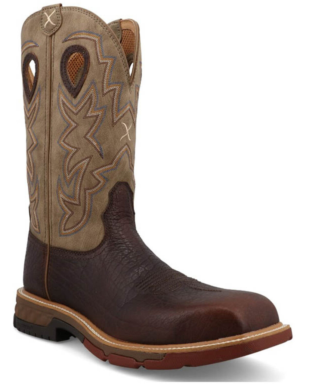 Image #1 - Twisted X Men's 12" Western Work Boots - Composite Toe, Dark Brown, hi-res