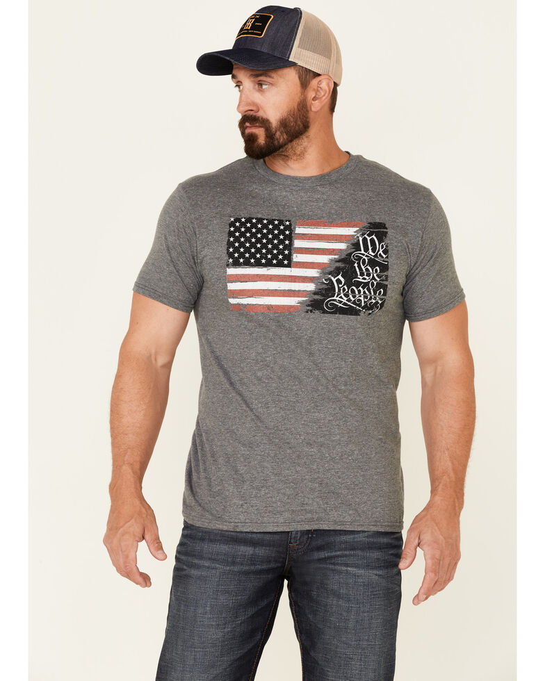 Howitzer Men's Grey People Flag Graphic Short Sleeve T-Shirt , Grey, hi-res