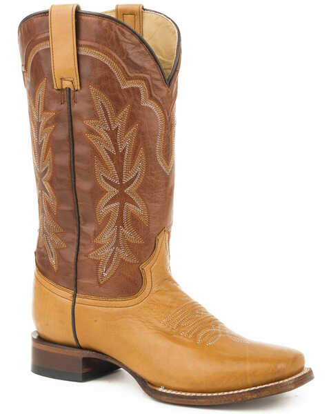 Stetson Women's Tan Jessica Western Boots - Broad Square Toe , Brown, hi-res