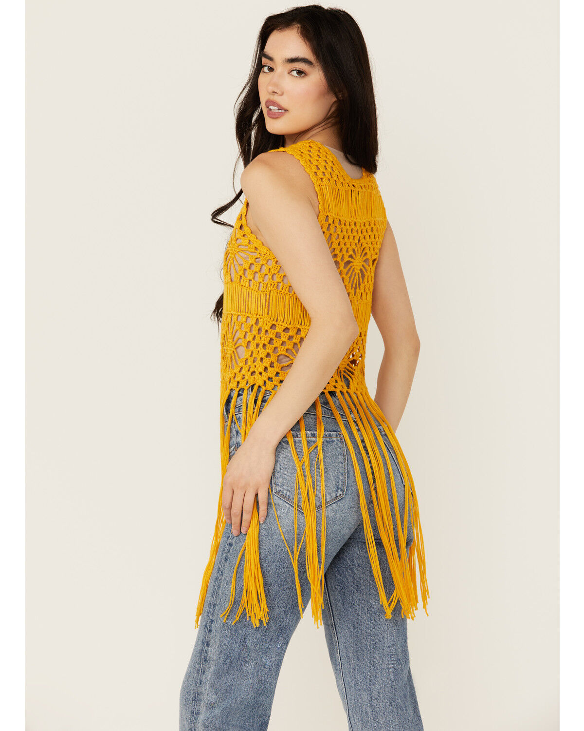 Image #4 - Rock & Roll Denim Women's Crochet Vest, Orange, hi-res