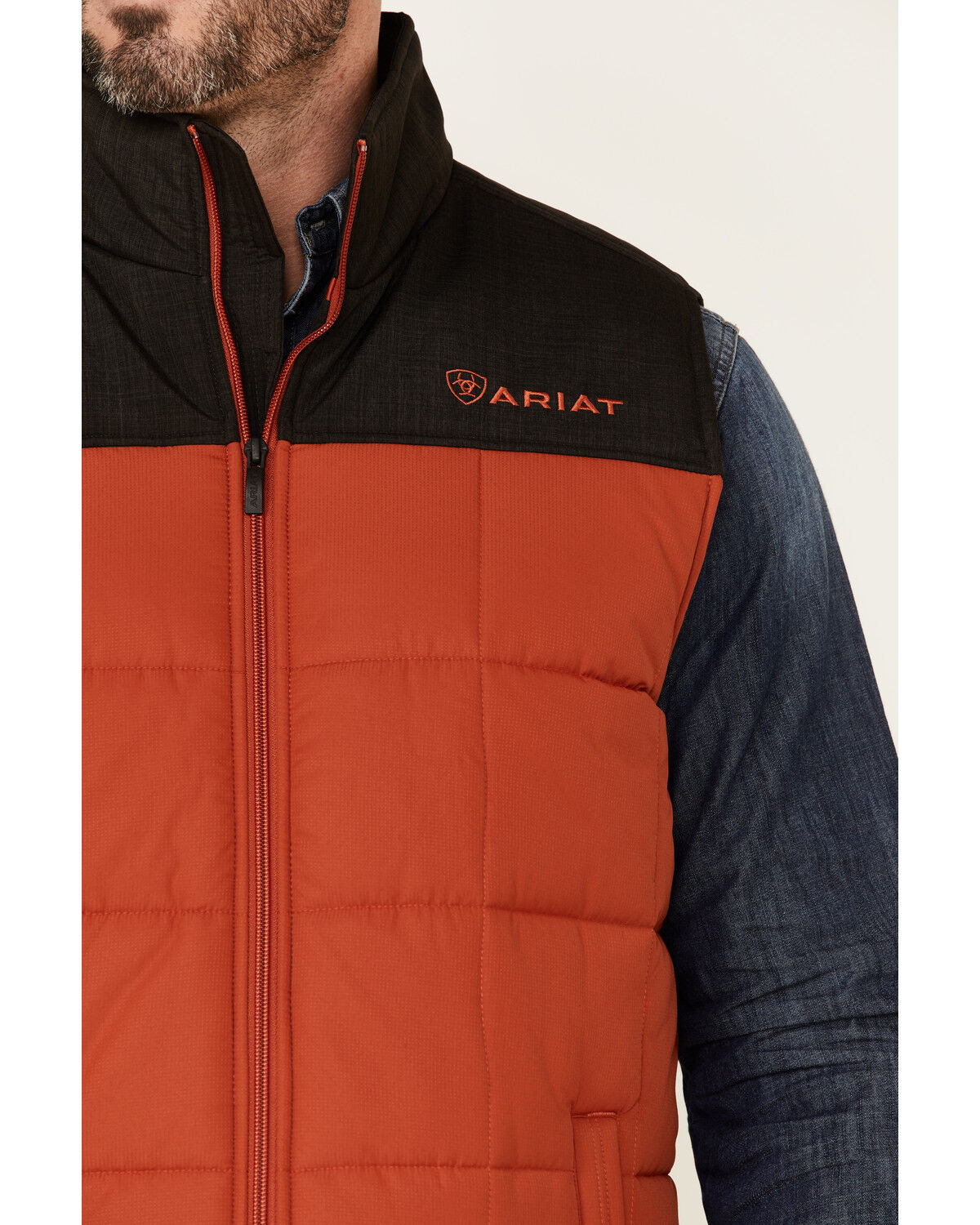 Image #3 - Ariat Men's Orange Color Block CC Crius Zip-Front Vest, Orange, hi-res