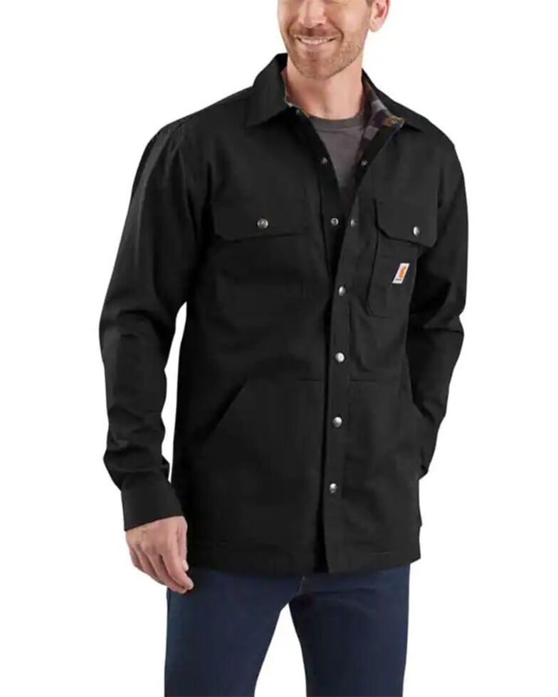 Carhartt Men's Ripstop Work Shirt Jacket , Black, hi-res